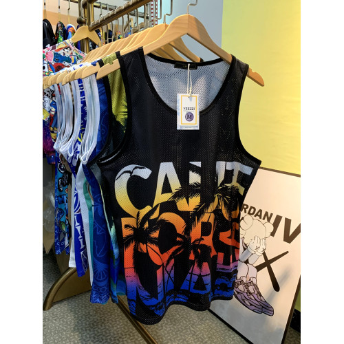 夏季薄款冰絲汗背心男士女休閒印花字母運動健身坎肩旅遊度假無袖