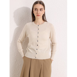 絨典羊絨針織開衫外套女春秋款圓領100純羊絨打底衫寬松軟糯毛衣