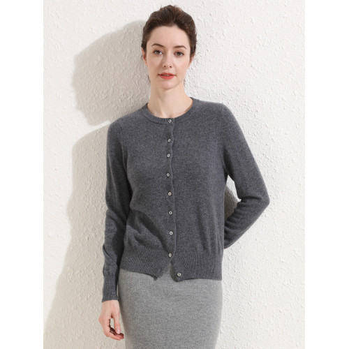 絨典羊絨針織開衫外套女春秋款圓領100純羊絨打底衫寬松軟糯毛衣