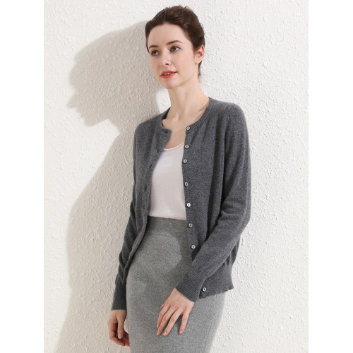 絨典羊絨針織開衫外套女春秋款圓領100純羊絨打底衫寬松軟糯毛衣