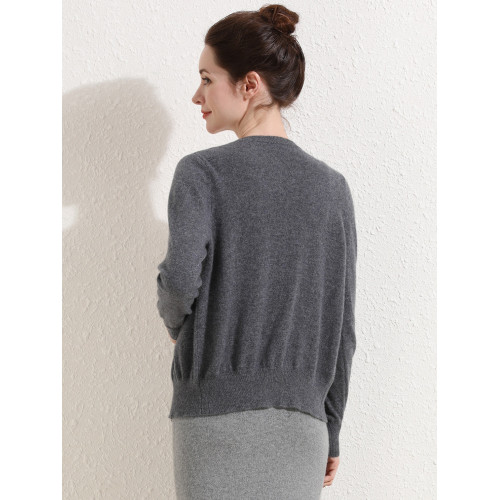 絨典羊絨針織開衫外套女春秋款圓領100純羊絨打底衫寬松軟糯毛衣