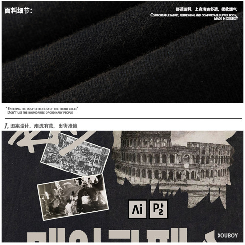 vintage復古年代懷舊印花連帽背心男款夏季hiphop運動健身無袖T恤