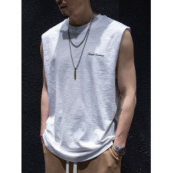 竹節棉無袖t恤背心男夏季寬松潮牌大碼坎肩半袖男生潮流百搭短袖