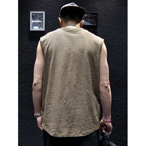 竹節棉無袖t恤背心男夏季寬松潮牌大碼坎肩半袖男生潮流百搭短袖