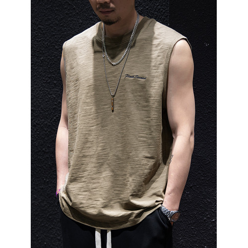 竹節棉無袖t恤背心男夏季寬松潮牌大碼坎肩半袖男生潮流百搭短袖