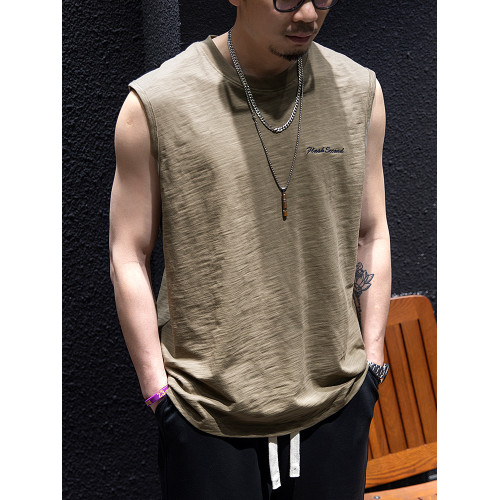 竹節棉無袖t恤背心男夏季寬松潮牌大碼坎肩半袖男生潮流百搭短袖