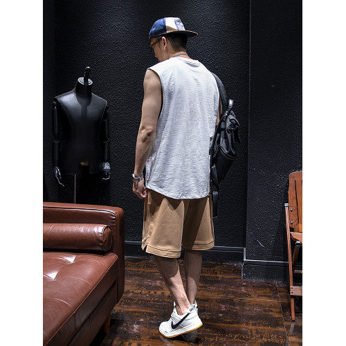 竹節棉無袖t恤背心男夏季寬松潮牌大碼坎肩半袖男生潮流百搭短袖