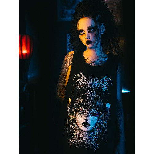 雙頭燕EKHLAS紋身師ARCS阿克斯刺青暗黑搖滾哥特龐克祭司街舞背心