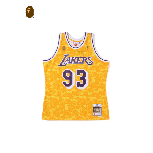 BAPE X M&N聯名男女裝NBA洛杉磯湖人隊迷彩球衣籃球背心108901I