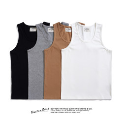 美式280g純棉重磅白色背心男夏季坎肩打底運動健身純色無袖t袖t恤