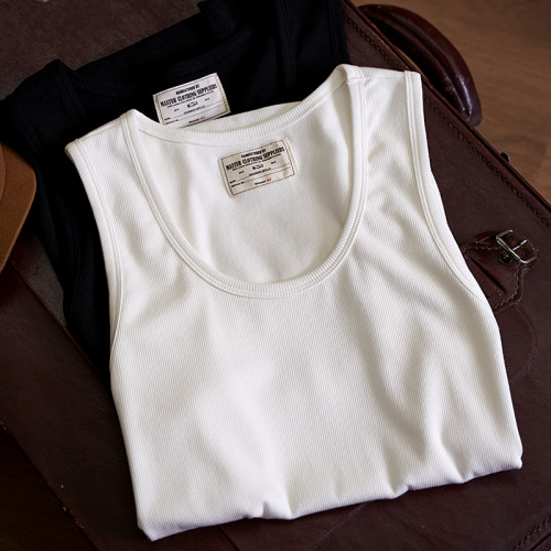 美式280g純棉重磅白色背心男夏季坎肩打底運動健身純色無袖t袖t恤