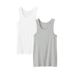 2件裝 日式無印品質男士純棉汗背心細羅紋無側縫運動背心無袖打底