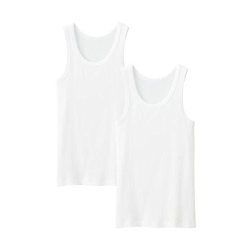 2件裝 日式無印品質男士純棉汗背心細羅紋無側縫運動背心無袖打底