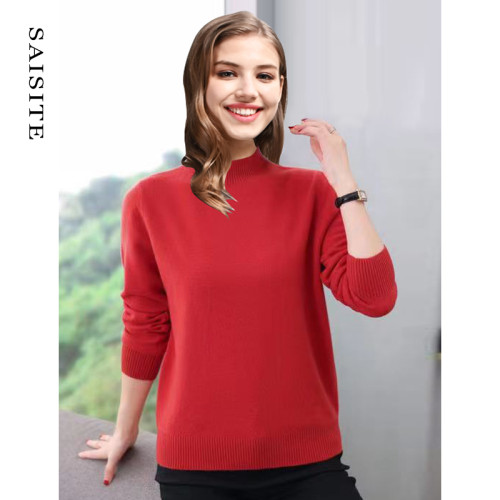 賽斯特女裝秋冬長袖半高圓領綿羊毛百搭休閒針織打底衫Z078