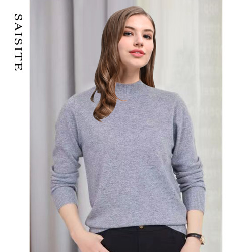賽斯特女裝秋冬長袖半高圓領綿羊毛百搭休閒針織打底衫Z078