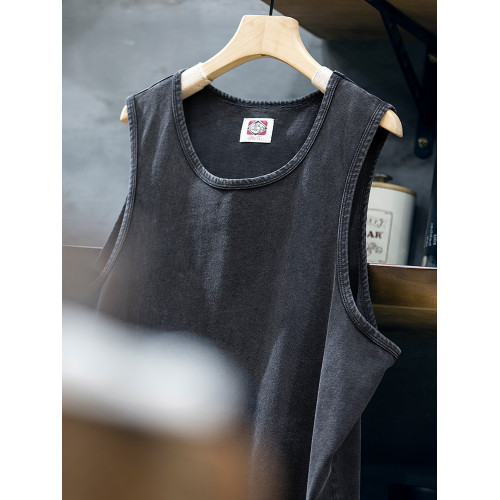 230g純棉男士背心夏季美式復古水洗無袖t恤男運動健身坎肩汗衫潮