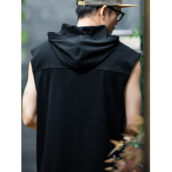 連帽運動背心男寬松潮牌純棉無袖t恤夏季新款230g健身坎肩上衣潮