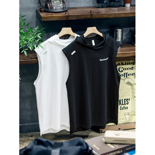 連帽運動背心男寬松潮牌純棉無袖t恤夏季新款230g健身坎肩上衣潮