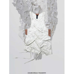 CHAUNK先鋒沙丘廢土解搆不對稱純棉蠟染做舊水洗流蘇無袖T恤背心