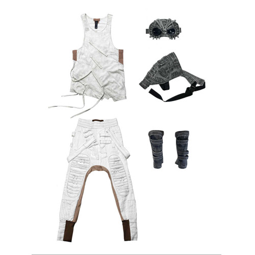 CHAUNK先鋒沙丘廢土解搆不對稱純棉蠟染做舊水洗流蘇無袖T恤背心