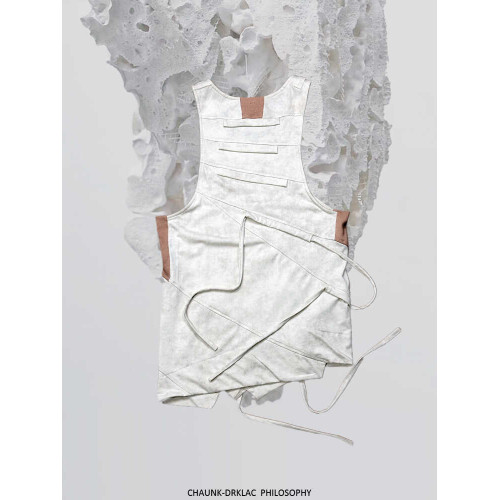 CHAUNK先鋒沙丘廢土解搆不對稱純棉蠟染做舊水洗流蘇無袖T恤背心