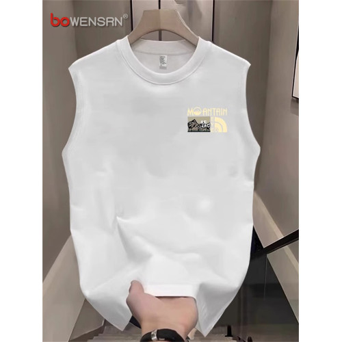 高級純棉背心男士夏季無袖t恤2025新款透氣涼感運動坎肩上衣男款