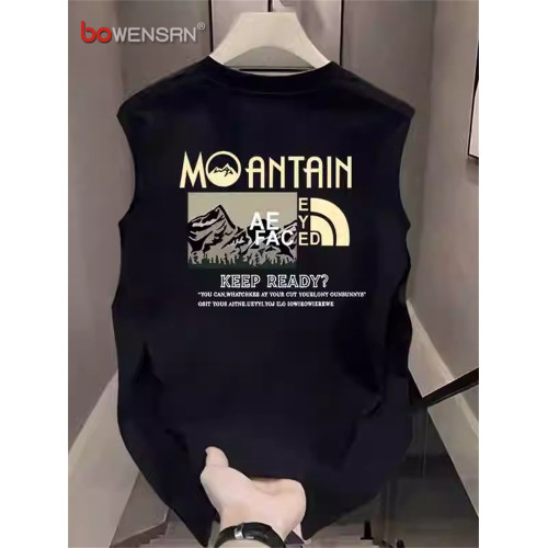 高級純棉背心男士夏季無袖t恤2025新款透氣涼感運動坎肩上衣男款