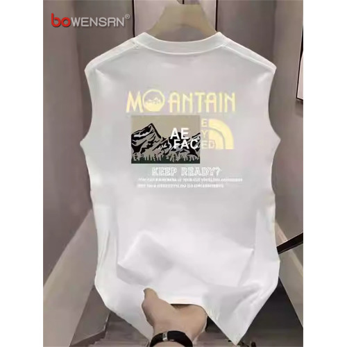 高級純棉背心男士夏季無袖t恤2025新款透氣涼感運動坎肩上衣男款