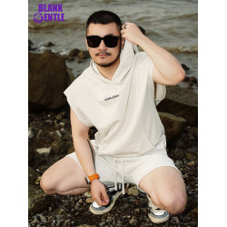 BlankGentle連帽無袖衛衣男夏季寬松運動健身背心坎肩（尺碼偏大