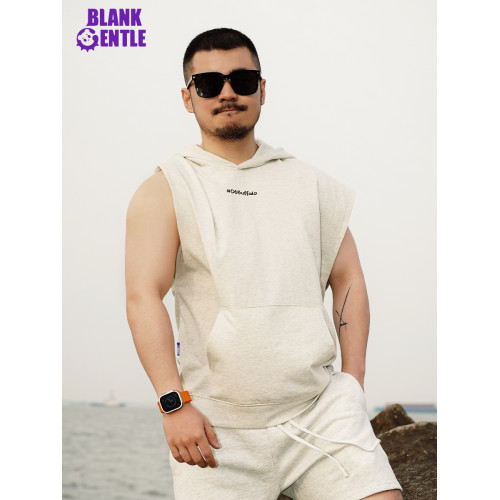 BlankGentle連帽無袖衛衣男夏季寬松運動健身背心坎肩（尺碼偏大
