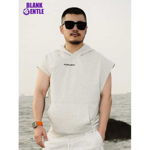 BlankGentle連帽無袖衛衣男夏季寬松運動健身背心坎肩（尺碼偏大