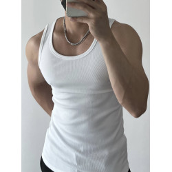 夏季背心粗螺紋健身跨欄運動美式緊身吸汗彈力修身黑色打底上衣男