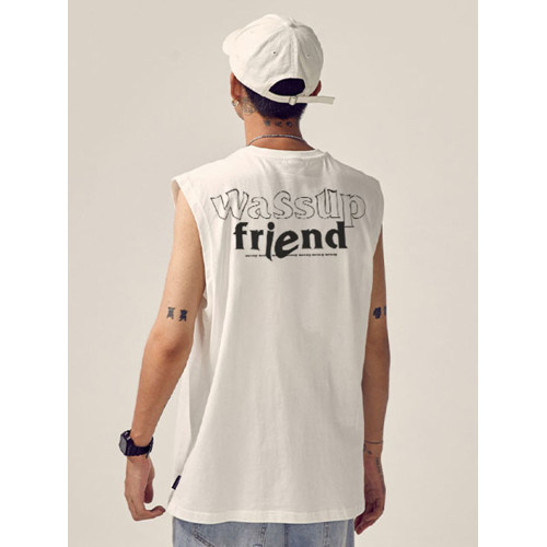 WASSUP HEODS無袖背心男士夏季潮牌健身運動坎肩衣服男裝短袖t恤