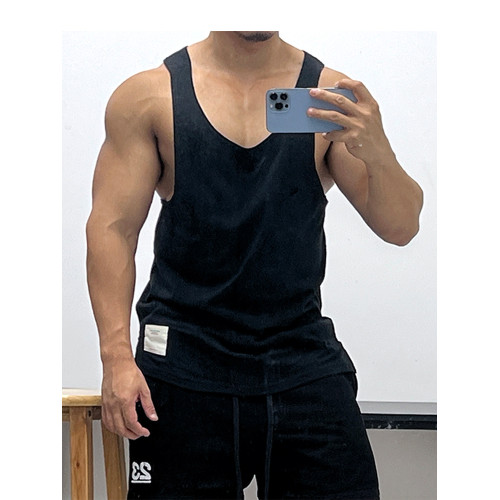 性感但不誇張!低胸寬松純棉背心無袖T恤顯身材體育生運動健身修身