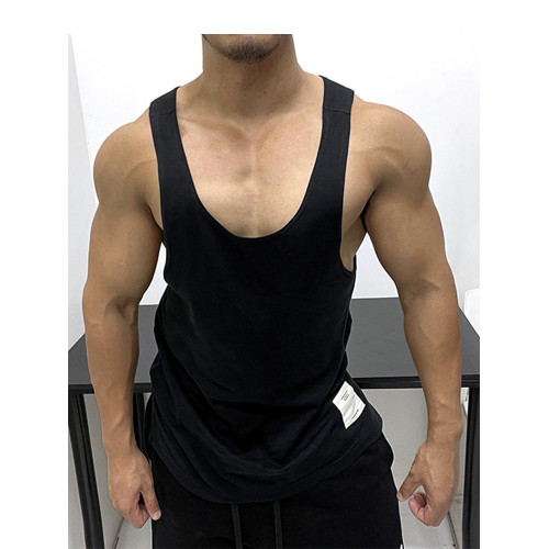 性感但不誇張!低胸寬松純棉背心無袖T恤顯身材體育生運動健身修身