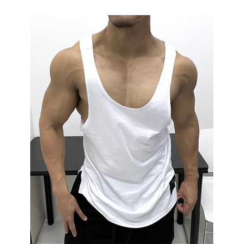 性感但不誇張!低胸寬松純棉背心無袖T恤顯身材體育生運動健身修身