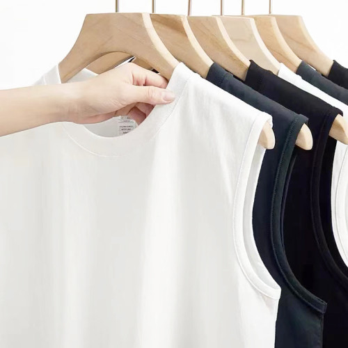 白色無袖T恤男女純棉坎肩運動背心美式健身夏汗衫短袖上衣打底衫