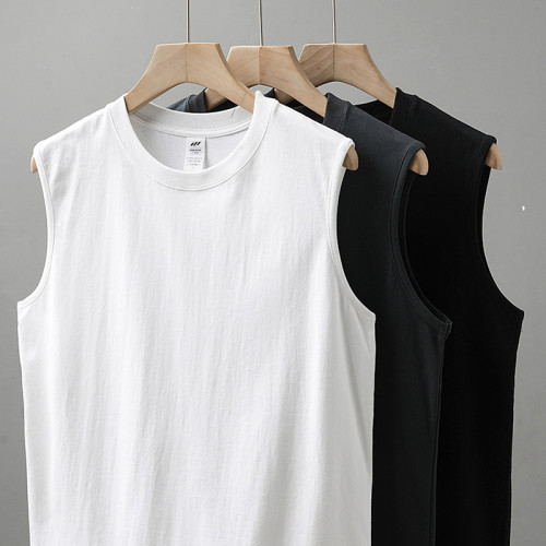 白色無袖T恤男女純棉坎肩運動背心美式健身夏汗衫短袖上衣打底衫