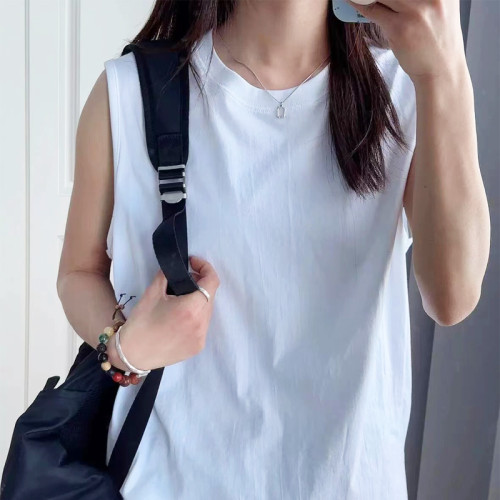 白色無袖T恤男女純棉坎肩運動背心美式健身夏汗衫短袖上衣打底衫