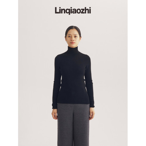 【100%羊毛】林喬芝新品小衆設計高級感純色打底衫高領針織毛衣女