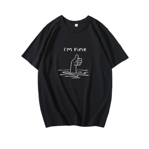 im fine t恤 我很好短袖趣味半袖衫英文上衣服體恤打底衫惡搞背心