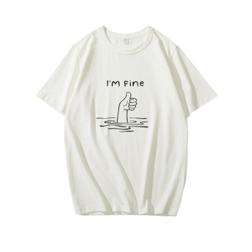 im fine t恤 我很好短袖趣味半袖衫英文上衣服體恤打底衫惡搞背心