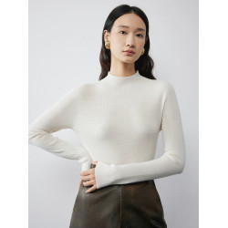 100%可機洗精紡羊毛半高領修身無縫針織內搭打底衫女秋冬百搭毛衣