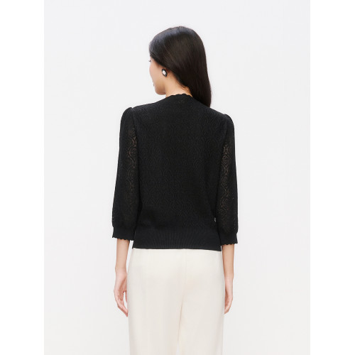 珂萊蒂爾2025春季新款純色提花羊毛衫女通勤針織衫打底衫毛衣薄款