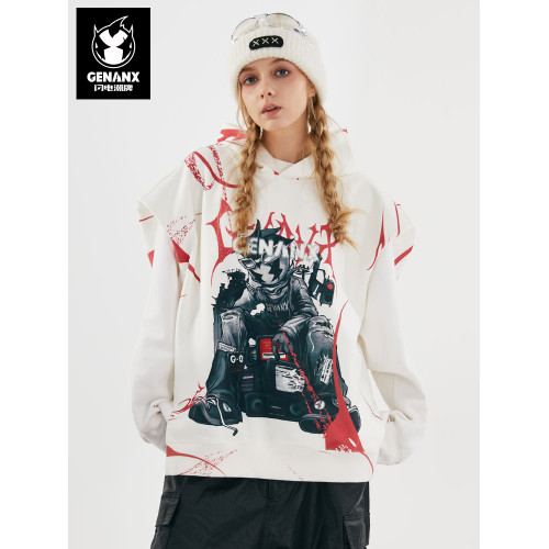 GENANX閃電潮牌背心連帽衛衣男太空棉抗皺無袖套頭上衣陳濬銘同款 GENANX閃電潮牌背心連帽衛衣男太空棉抗皺無袖套頭上衣陳濬銘同款