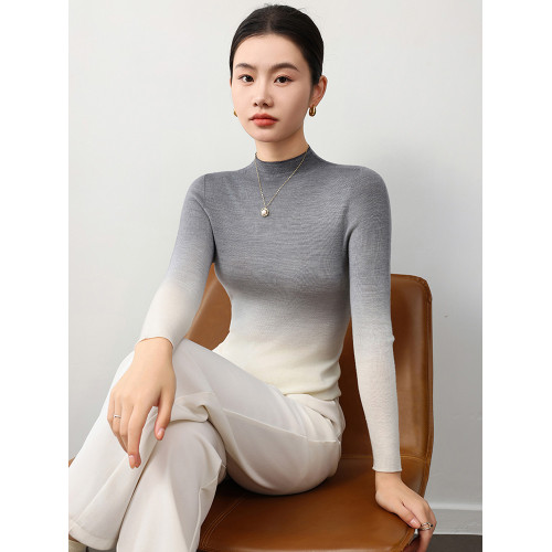 精紡半高領羊毛衫女100純羊毛修身薄款 2025年春秋新款打底衫毛衣