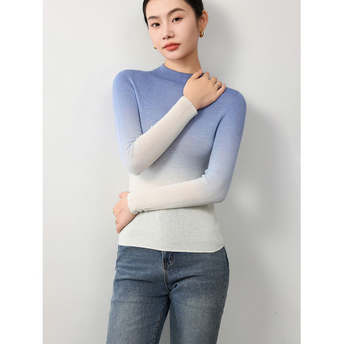 精紡半高領羊毛衫女100純羊毛修身薄款 2025年春秋新款打底衫毛衣