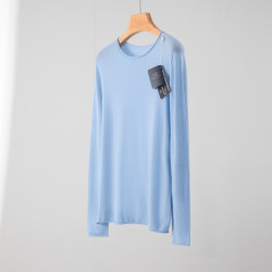 一線成衣敭子紗精紡100羊毛圓領針織打底衫女寬松休閒簡約薄毛衣