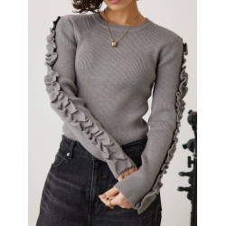 日單優選獨+新款mouss@y純元時尚百搭圓領長袖針織衫女打底衫