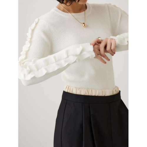 日單優選獨+新款mouss@y純元時尚百搭圓領長袖針織衫女打底衫